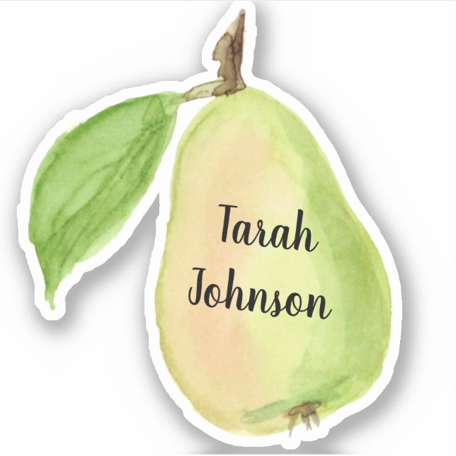 Pegatina de frutas Pear con nombre personalizado (Anverso)