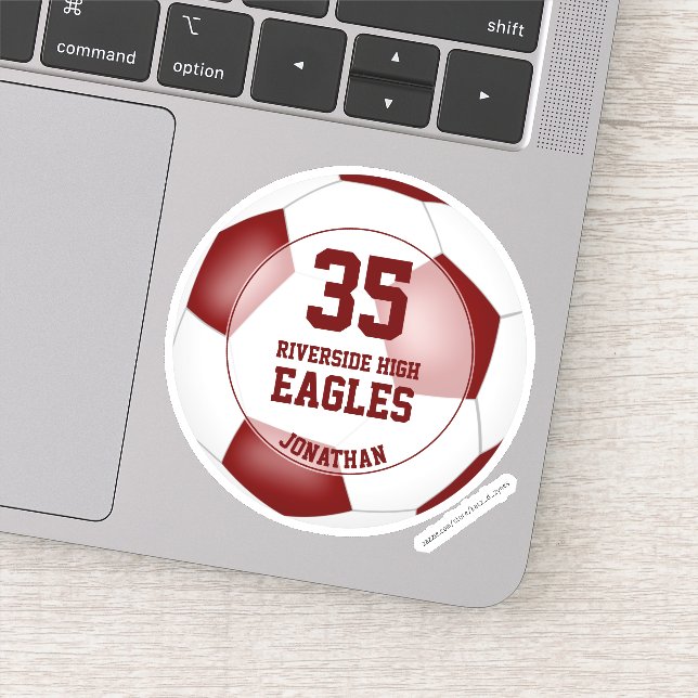 pegatina de fútbol masculino de maroon white team (Detalle)