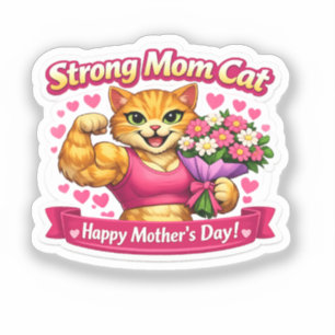Pegatina de Gata Mamá Fuerte – Regalo Divertido de