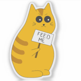 Pegatina de gatito adorable; Gato hambriento