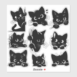 Pegatina de Gatito Adorable Gato Negro Pegatina de