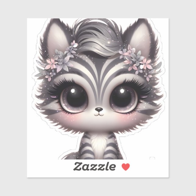 Pegatina de gatito lindo (Hoja)