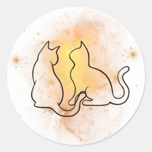 Pegatina de gato acuarela