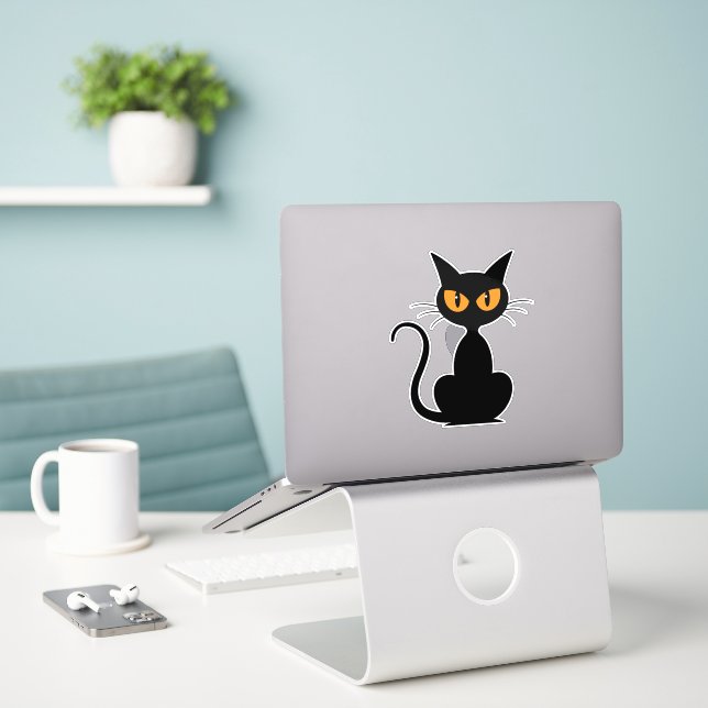 Pegatina de gato adorable (Ordenado portátil  en el escritorio)