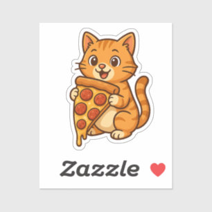 Pegatina de gato amante de la pizza - Funny Kawaii