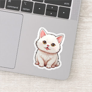 Pegatina de gato blanco esponjoso lindo - Estética