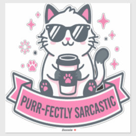 Pegatina de gato blanco perfectamente sarcástica