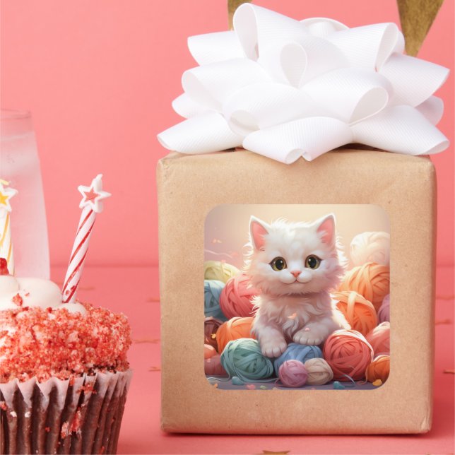 Pegatina de gato bonito (Fiesta)