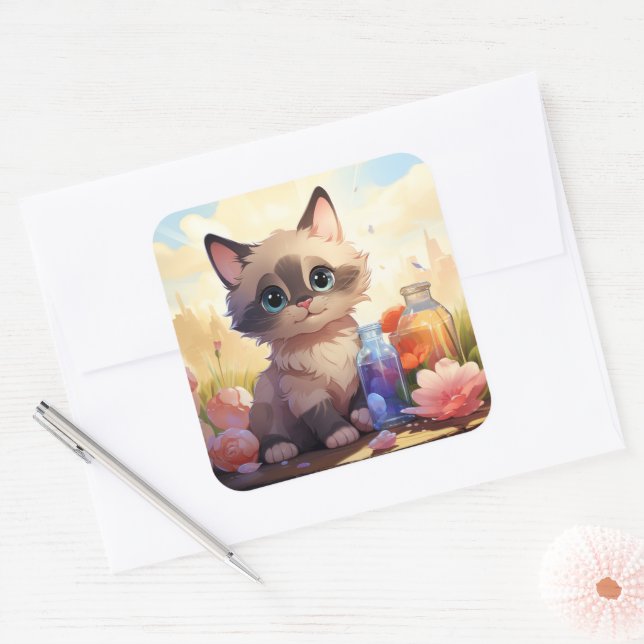 Pegatina de gato bonito (Sobre)