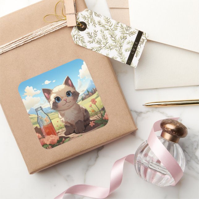 Pegatina de gato bonito (Regalar)