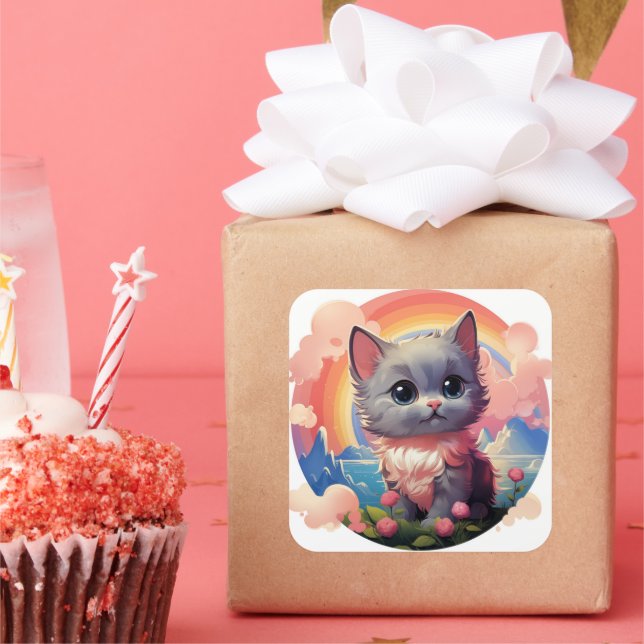 Pegatina de gato bonito (Fiesta)