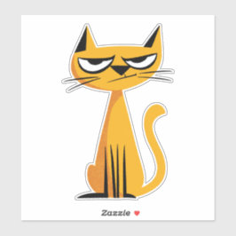 Pegatina de gato de dibujos animados gruñón