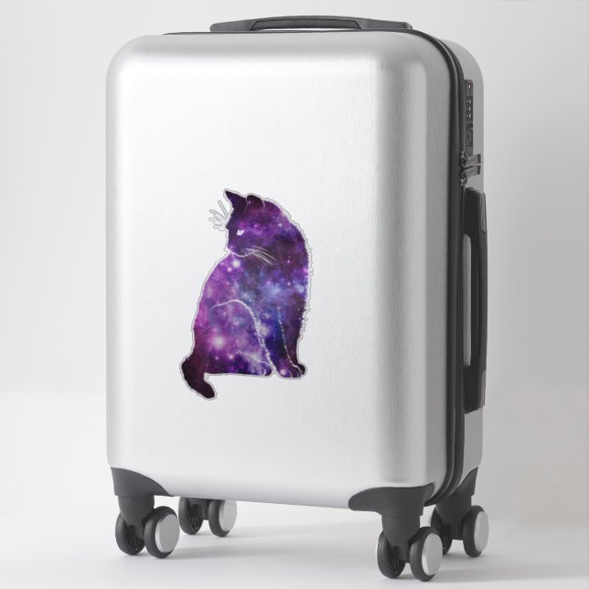 Pegatina de gato de espacio púrpura (Maleta)
