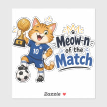 Pegatina de Gato de Fútbol del Mejor del Partido