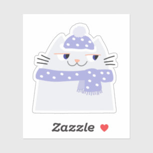 Pegatina de gato de invierno Lindo nieve Kawaii