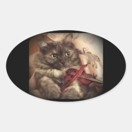 Pegatina de gato musical (OVAL) de RoseWrites