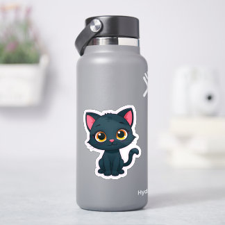 Pegatina de Gato Negro Adorable – Gatito de Dibujo