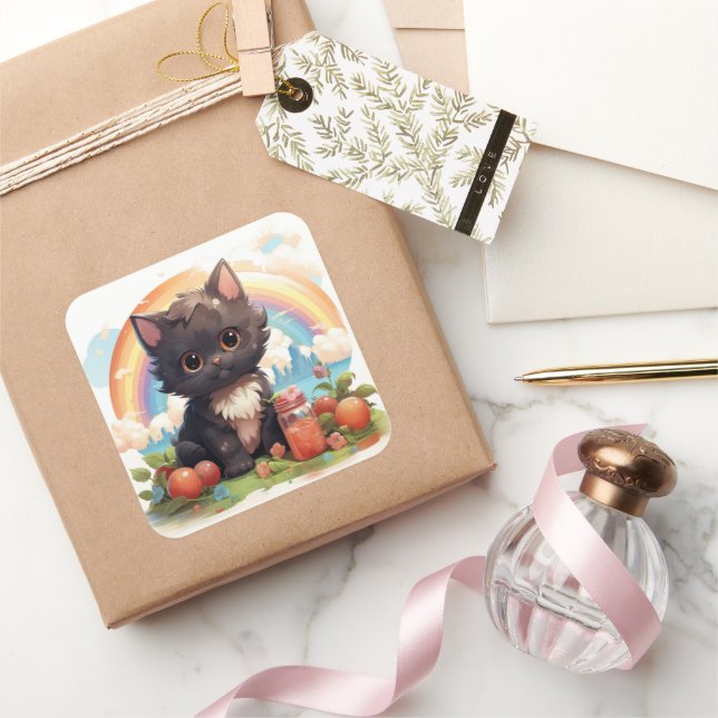 Pegatina de gato negro lindo (Regalar)