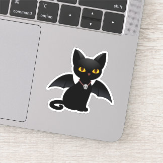 Pegatina de gato negro vampiro de Halloween con al