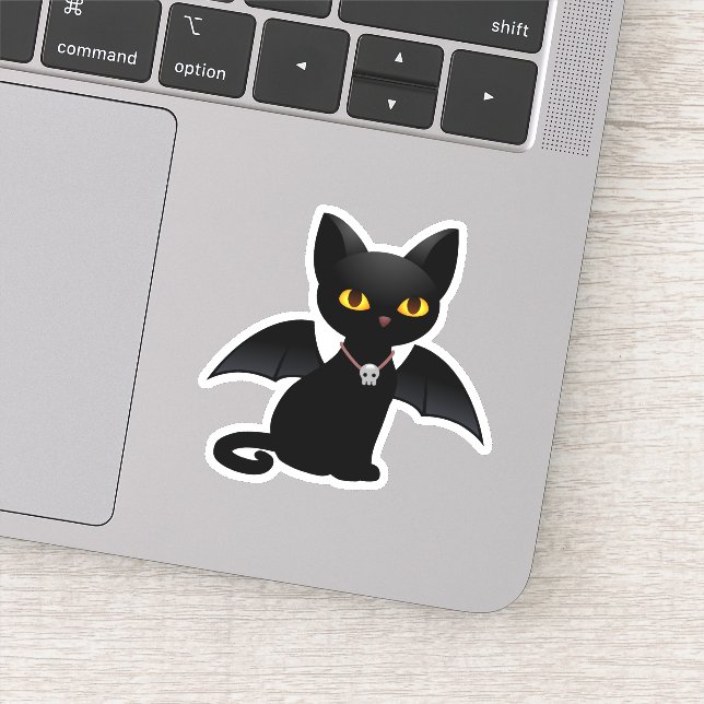 Pegatina de gato negro vampiro de Halloween con al (Detalle)