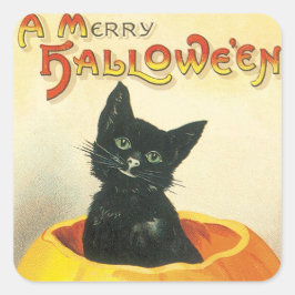 Pegatina de gato negro Vintage HalloweenHoliday