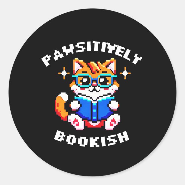 pegatina de gatos de 8 bits de Bookish - Retro Gam (Anverso)