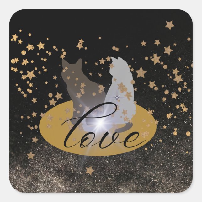 Pegatina de gatos de amor (Anverso)