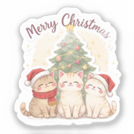 Pegatina de gatos de Feliz Navidad