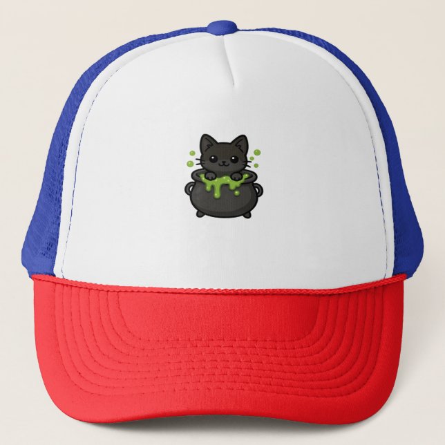 Pegatina de gatos de Halloween - Gorra de brujas,  (Anverso)