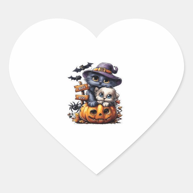 Pegatina de gatos de Halloween - Gorra de brujas,  (Anverso)