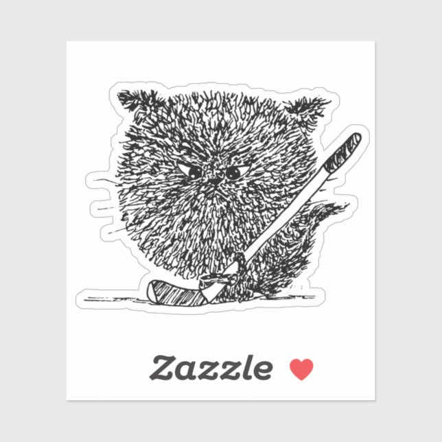 Pegatina de gatos de hockey (Hoja)