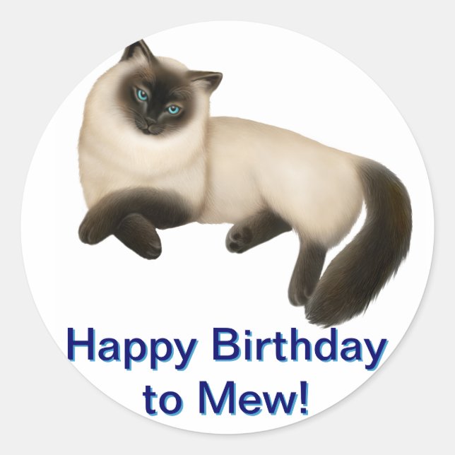 Pegatina de gatos de personalizable siamés (Anverso)