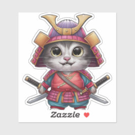 Pegatina de gatos de Samurai - Guerrero feroz y ad
