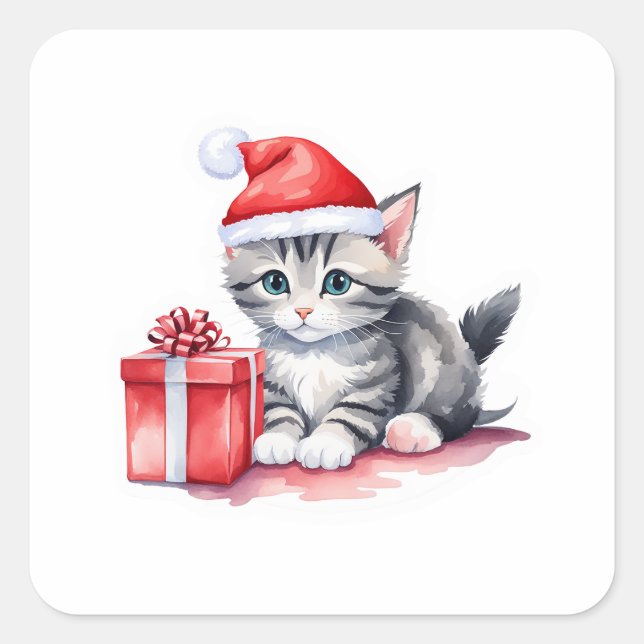 Pegatina de gatos de vacaciones - Gatito lindo con (Anverso)