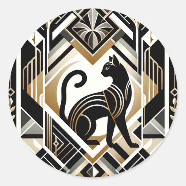 Pegatina de gatos decorativo abstracto moderno (Anverso)