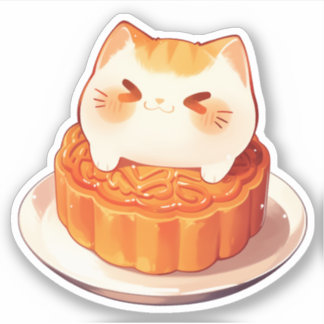 Pegatina de gatos y tortas de luna