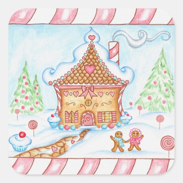 Pegatina de Gingerbread Heart House (Anverso)