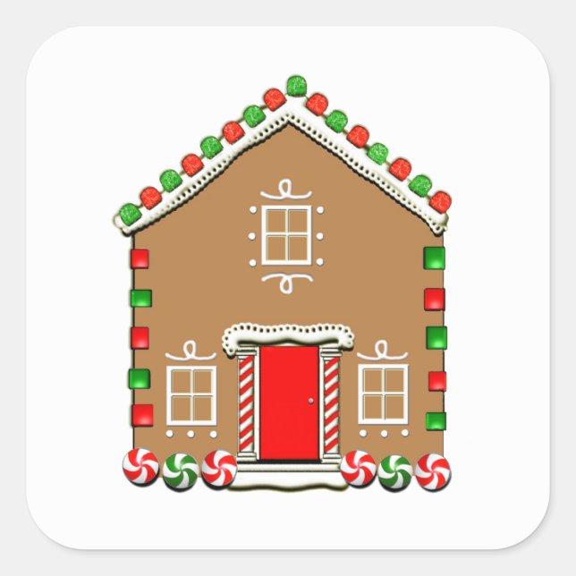 Pegatina de Gingerbread House Square (Anverso)