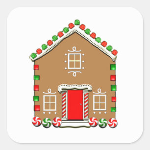 Pegatina de Gingerbread House Square