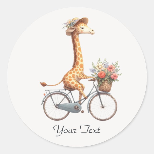 Pegatina de Giraffe de la bicicleta floral (Anverso)