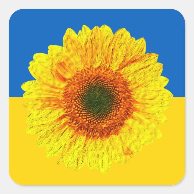 Pegatina de girasol de Ucrania, bandera ucraniana  (Anverso)