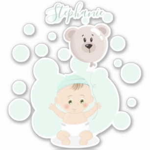 Pegatina de globo Bebé Dulce y Oso