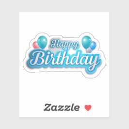 Pegatina de globos voladores de cumpleaños feliz