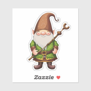 Pegatina de Gnome Explorador con Bastón 