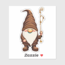 Pegatina de Gnome Explorador con Bastón 