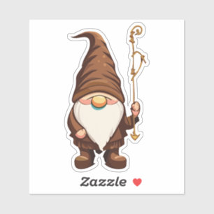 Pegatina de Gnome Explorador con Bastón 