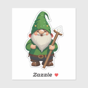 Pegatina de Gnome Explorador con Bastón