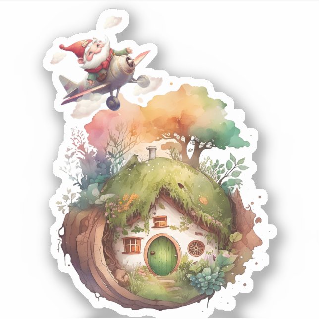 Pegatina de Gnomo Adorable (Anverso)