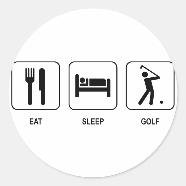 Pegatina de golf Eat Sleep (Anverso)