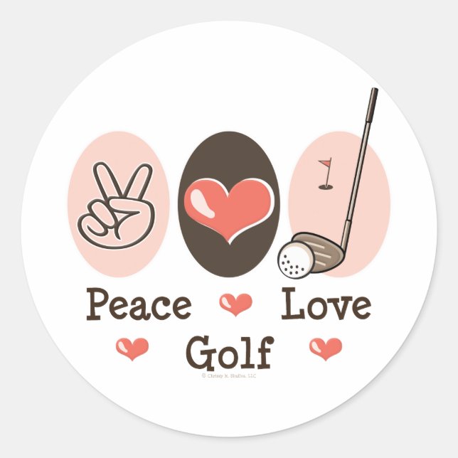 Pegatina de golf Peace Love (Anverso)